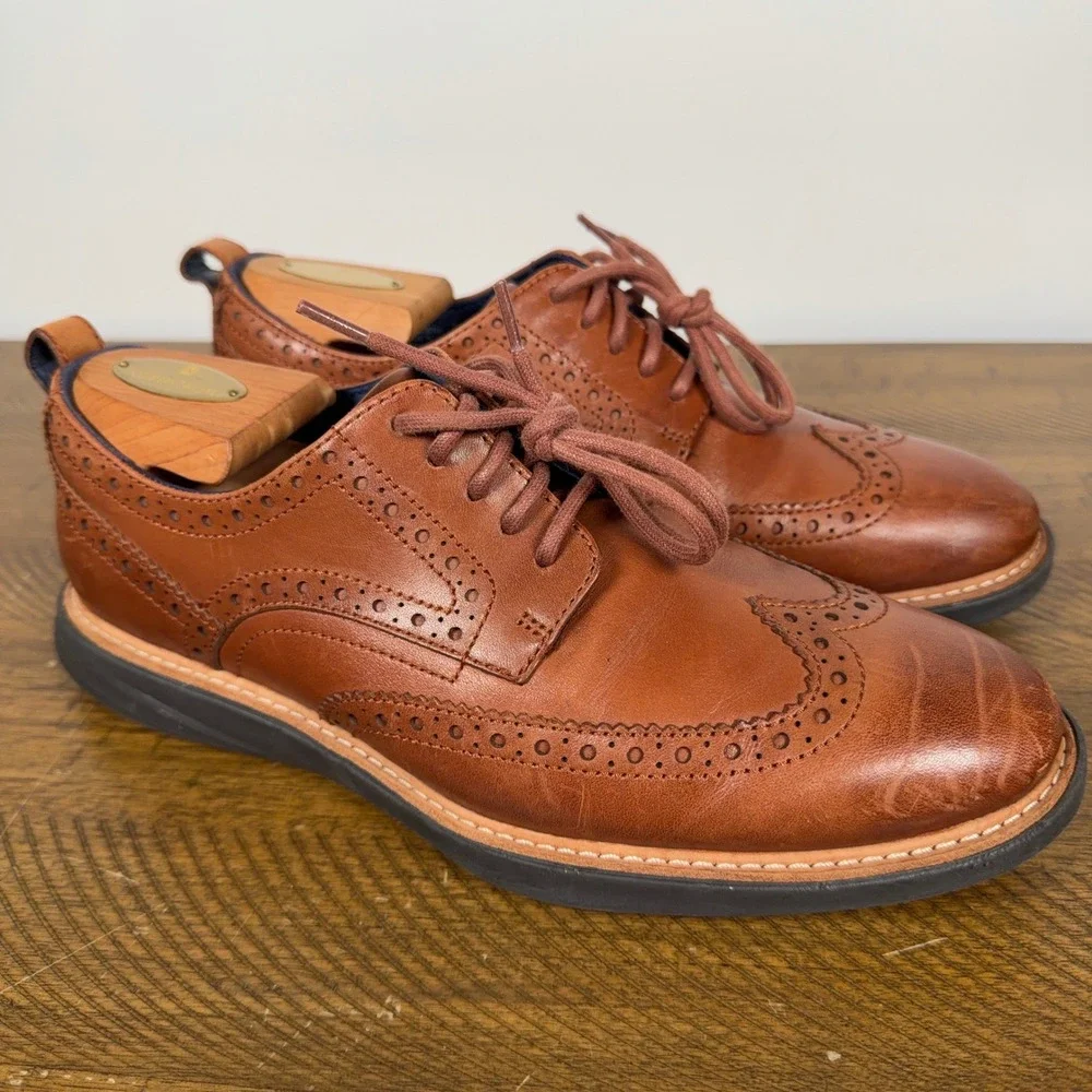Cole Haan Shoes Mens 8M Brown Leather GrandEvolution Wingtip Oxford Business